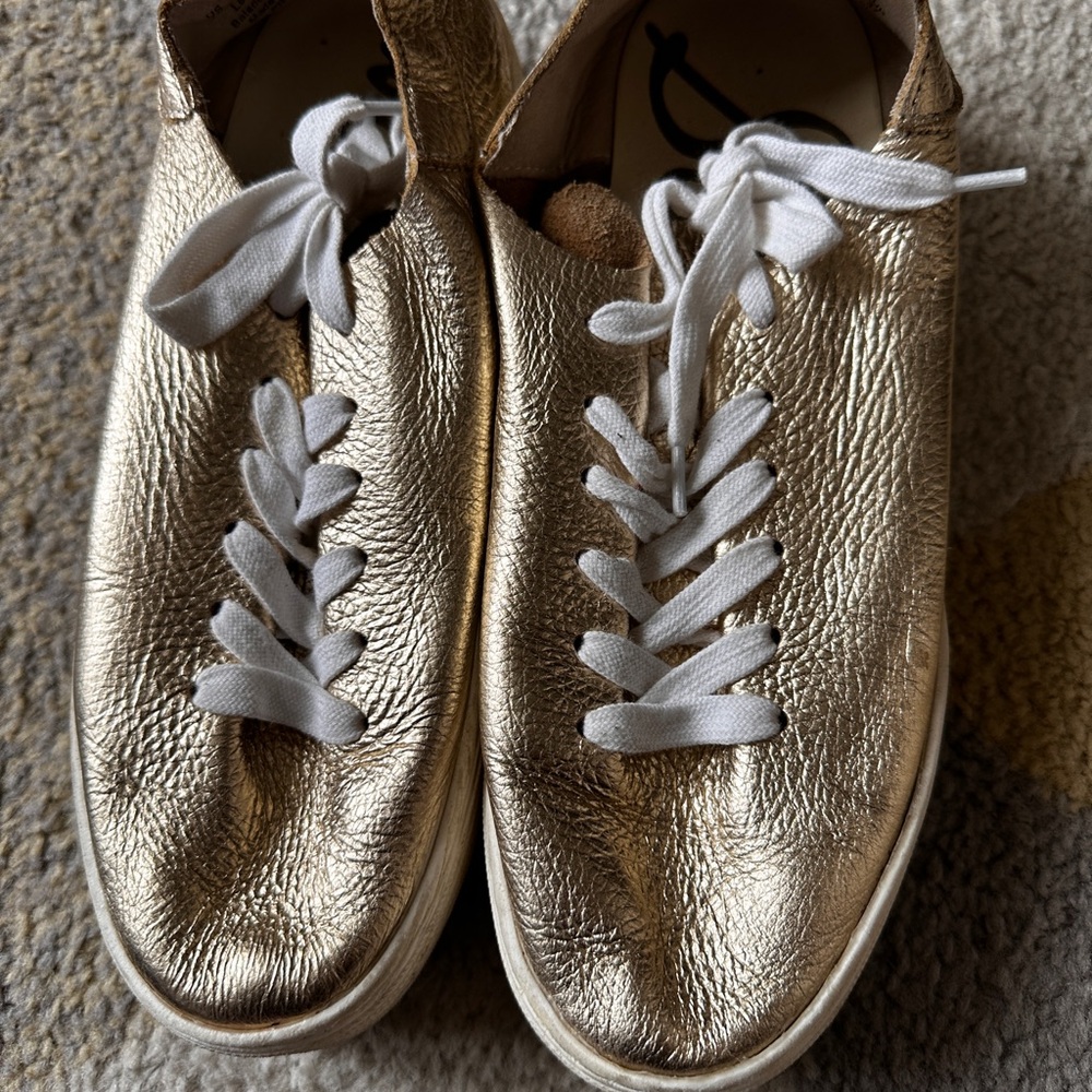 Sam Edelman Gold Sneakers with White Laces